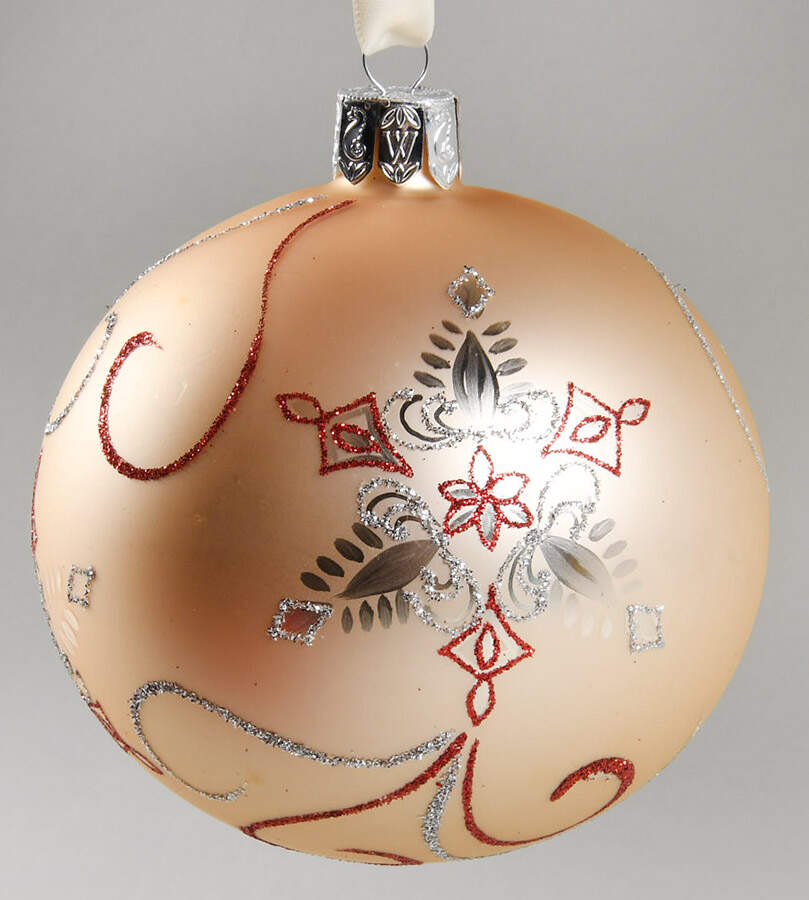 Holiday Heirloom Red and Gold Swirling Snowflake Ball - Boxed by Waterford Crystal-1
