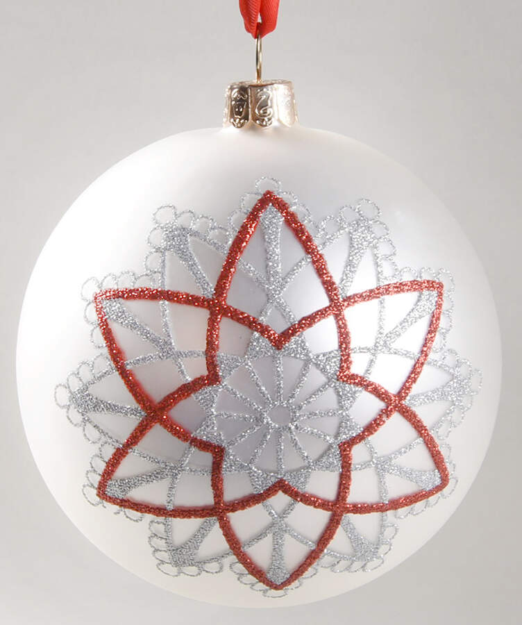Holiday Heirloom-Red, White, Silver Starburst Ball - Boxed by Waterford Crystal-1