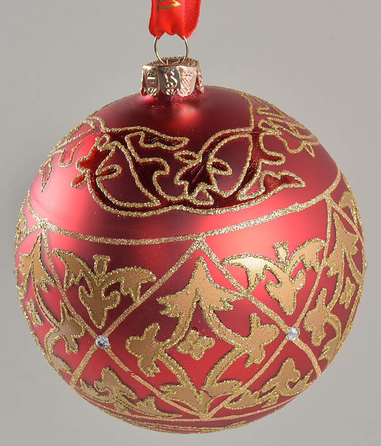 Holiday Heirloom Red and Gold Kayla  Ball - No Box 60 by Waterford Crystal-1