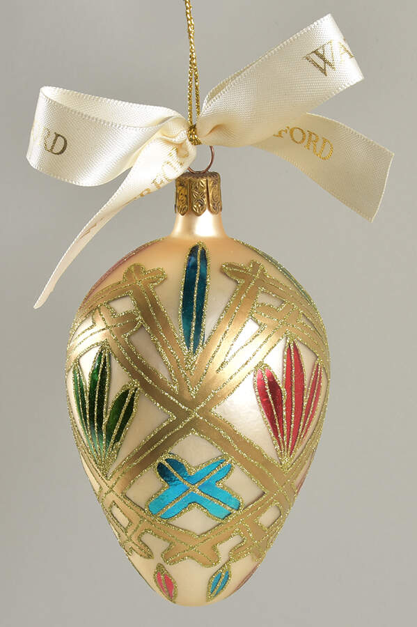 Multicolor on Champagne, White, Gold Lismore Holiday Egg - Boxed by Waterford Crystal-1