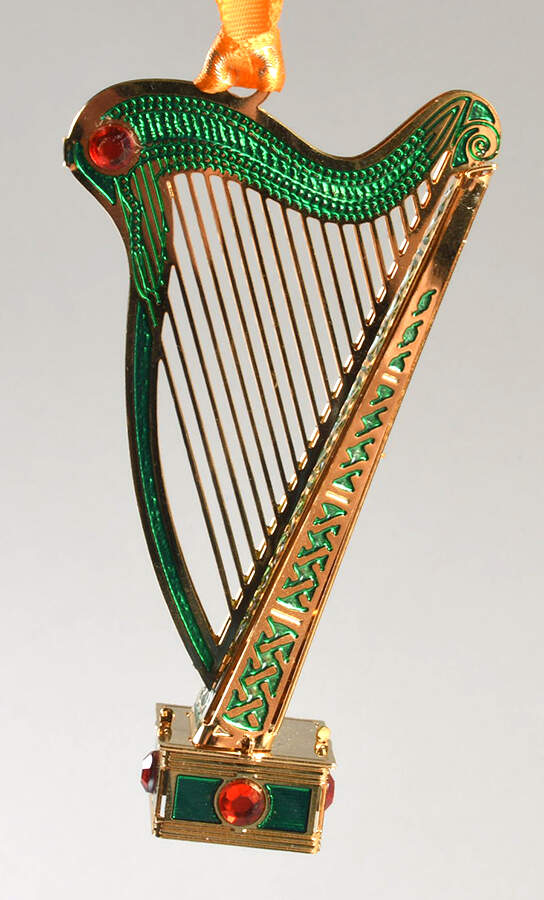 Brass and Enamel Ornaments Irish Harp - No Box by Waterford Crystal-1