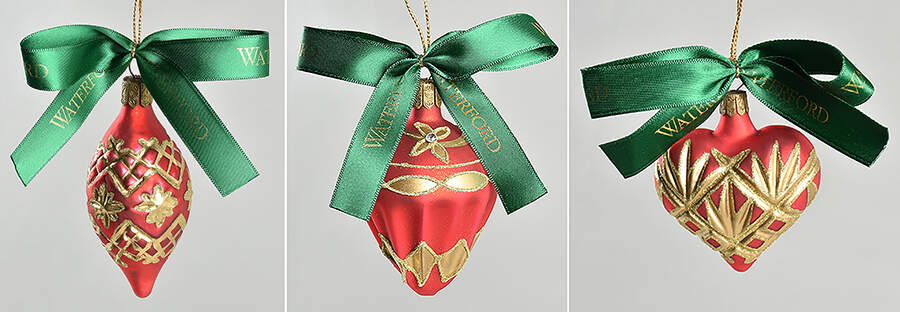 Holiday Heirloom Red and Gold Yuletide Memories (Set Of 3) - No Box by Waterford Crystal-1