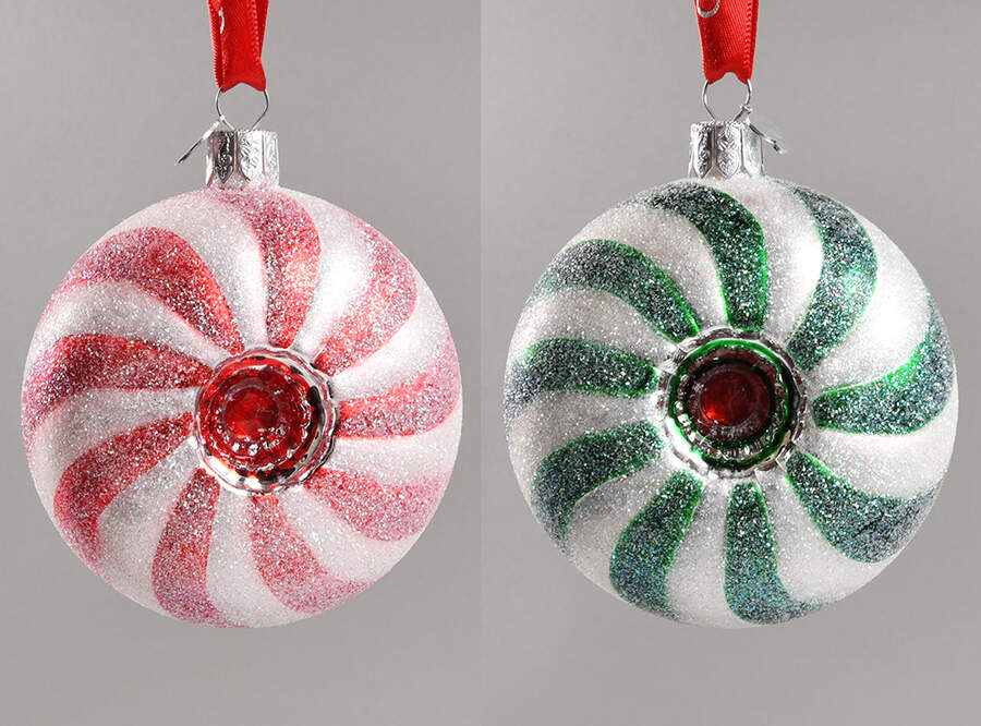 Red and Green with White, Silver Peppermint Reflectors (Set/2) - No Box by Waterford Crystal-1