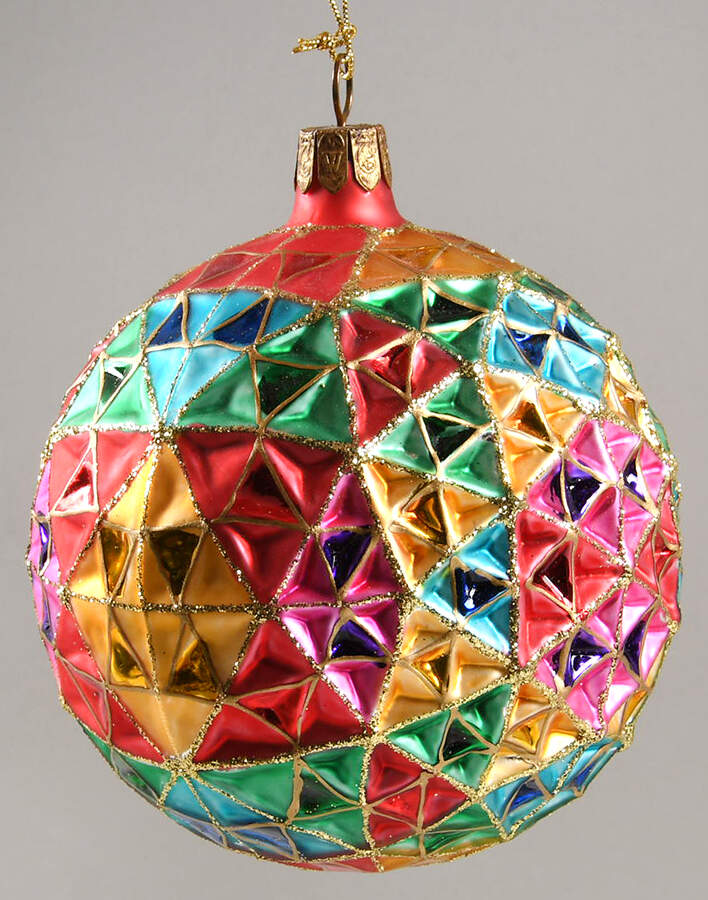 Multicolor Cut and Faceted Season's Faceted Ball - No Box by Waterford Crystal-1