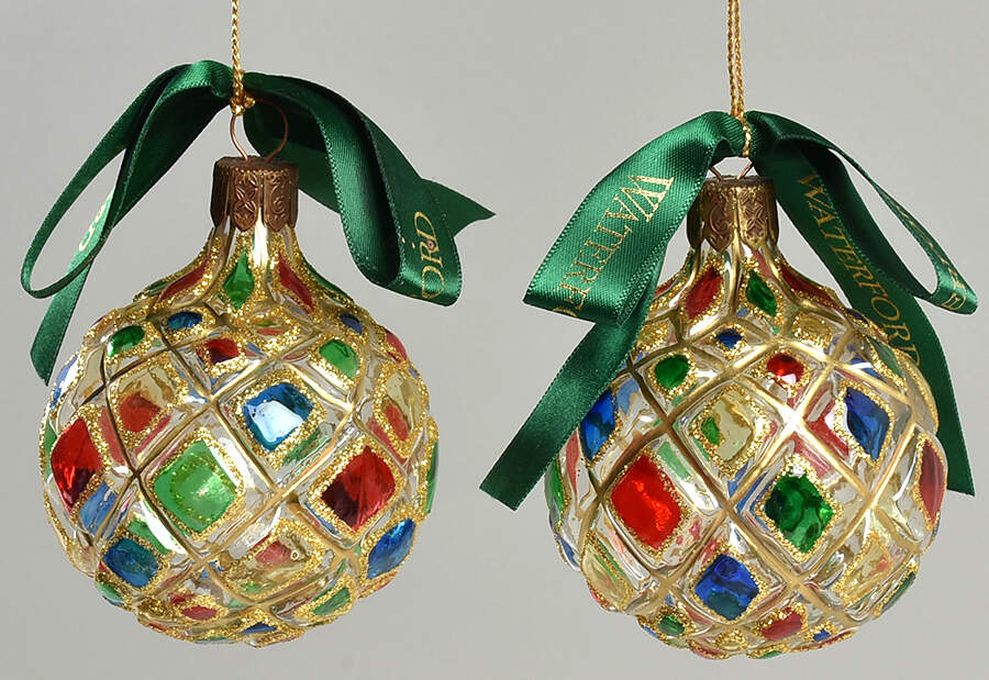 Multicolor Cut and Faceted Killeen Joyous Season Set/2 Small - With Box by Waterford Crystal-1