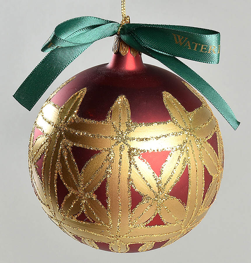 Holiday Heirloom Red and Gold Kylemore Regal Ball - No Box by Waterford Crystal-1