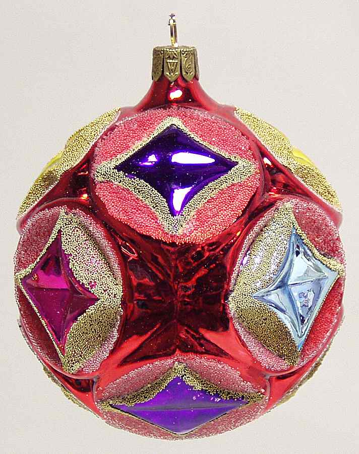 Multicolor Cut and Faceted Red Facet Ball - Boxed by Waterford Crystal-1