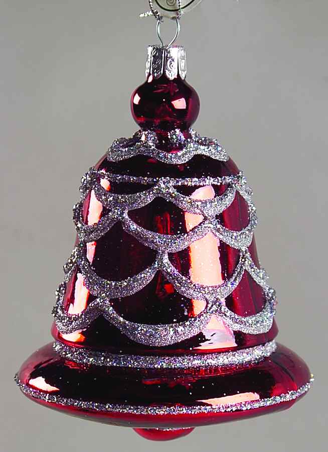 Holiday Heirloom-Red, White, Silver Shimmering Garland Bell - Boxed by Waterford Crystal-1