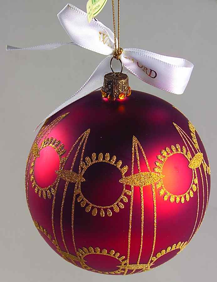 Holiday Heirloom Red and Gold Grenville Accents Ball - Boxed by Waterford Crystal-1