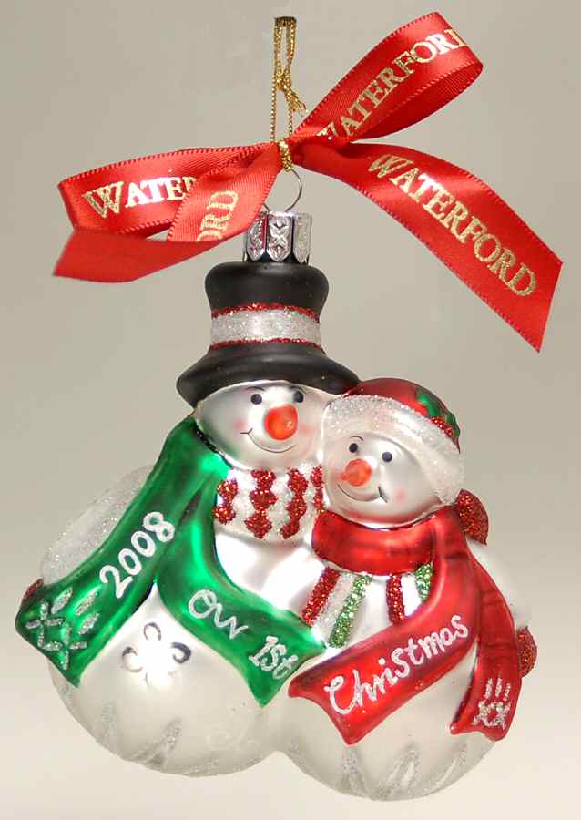 Wedding and Celebration Series Our 1st Christmas-Snowman Cou  - No Box by Waterford Crystal-1