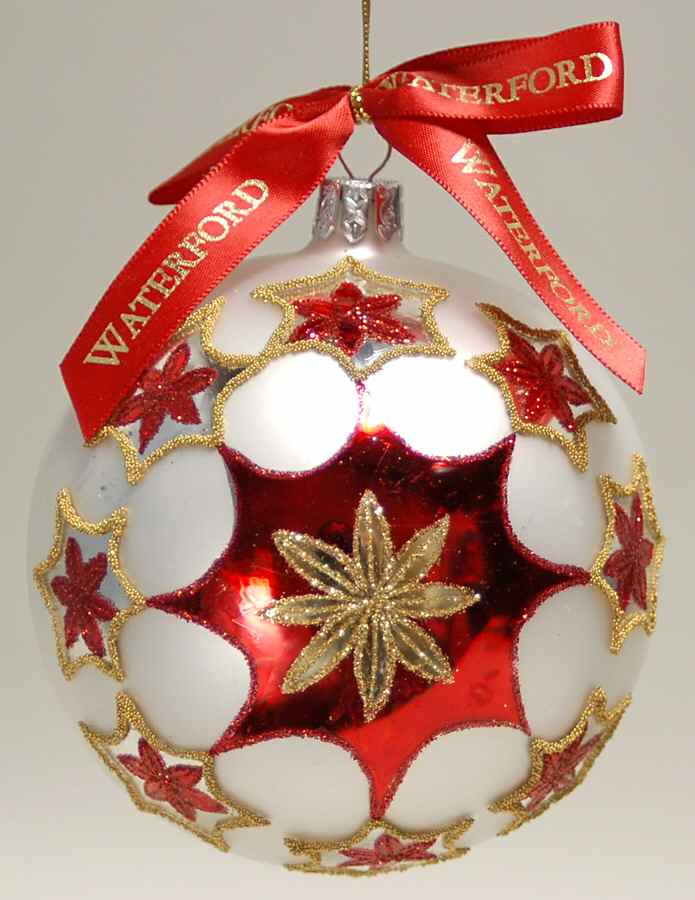 Holiday Heirloom Red and Gold Snowflake Ball - No Box by Waterford Crystal-1