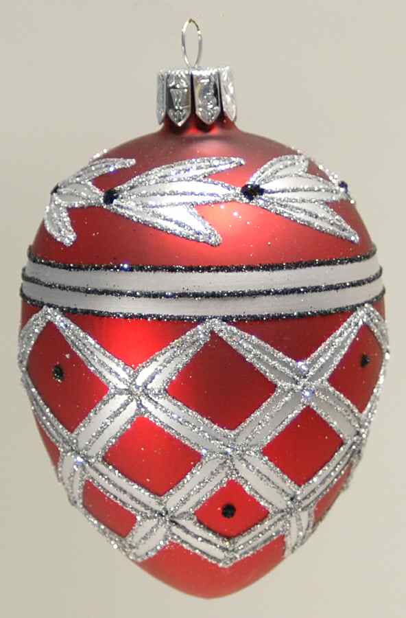 Holiday Heirloom-Red, White, Silver Egg Ornament - Boxed by Waterford Crystal-1