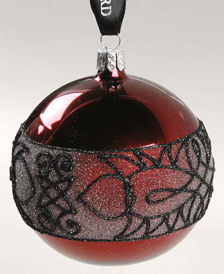 Holiday Heirloom Red and Black Sable Lace Ball - Boxed by Waterford Crystal-1