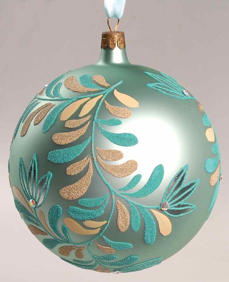 Snow Crystals-Holiday Heirloom Ashbourne Laurel Aqua Ball - No Box by Waterford Crystal-1