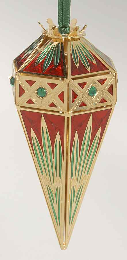 Brass and Enamel Ornaments Renaissance Ashbourne Cone-Red,Green - No Box by Waterford Crystal-1