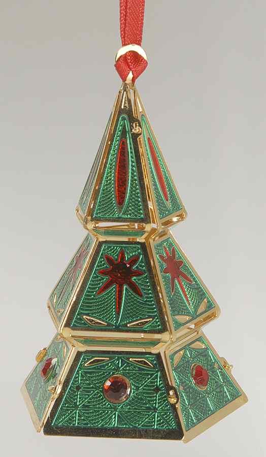 Brass and Enamel Ornaments Renaissance Emerald Tree - No Box by Waterford Crystal-1