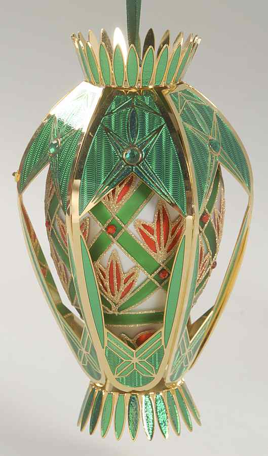 Brass and Enamel Ornaments Smore Grande Emerald Egg-Dated 2004 - No Box by Waterford Crystal-1