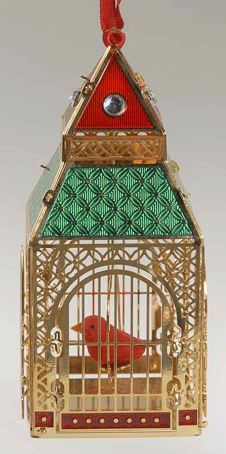 Brass and Enamel Ornaments Renaissance Killeen Songbird Cage - Boxed by Waterford Crystal-1