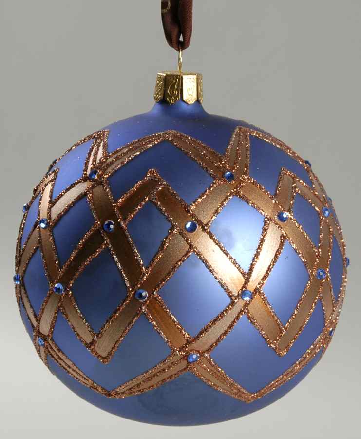 Edwardian Copper and Copen Blue Edwardian Crosshaven Jeweled Ball - Boxed by Waterford Crystal-1