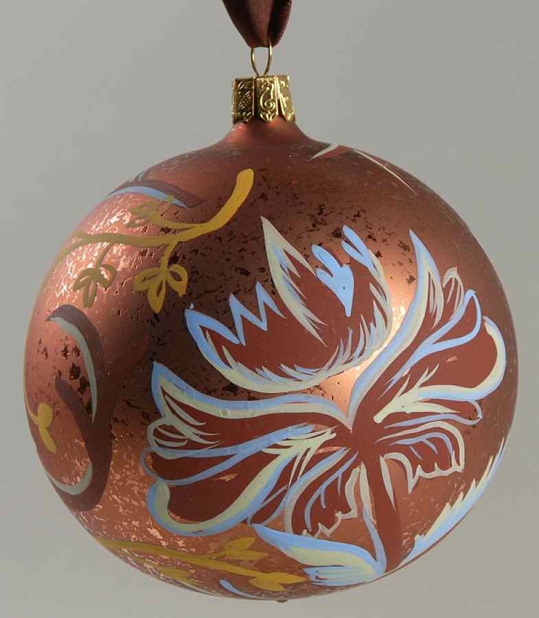 Edwardian Copper and Copen Blue Edwardian Tapestry Flower Ball - No Box by Waterford Crystal-1