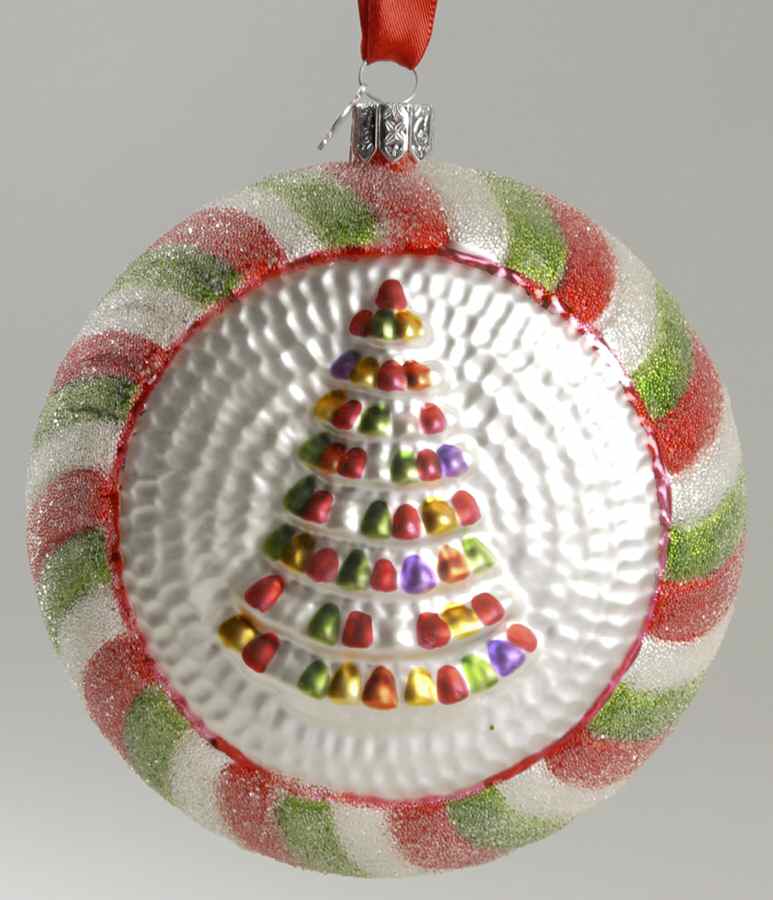 Red and Green with White, Silver Gumdrop Medallion - With Box by Waterford Crystal-1