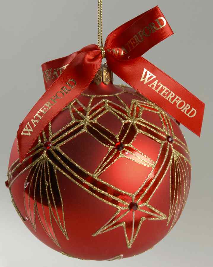 Holiday Heirloom Red and Gold Ashbourne Velvet Ball - No Box by Waterford Crystal-1