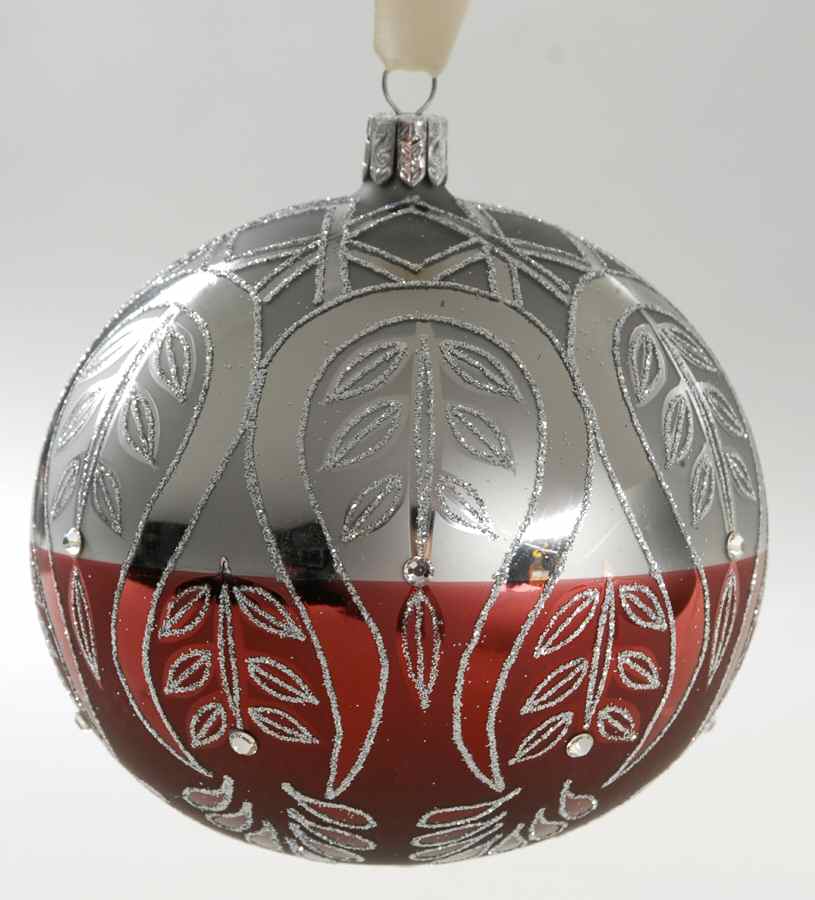 Holiday Heirloom-Red, White, Silver Boreal Peacock Ball - No Box by Waterford Crystal-1