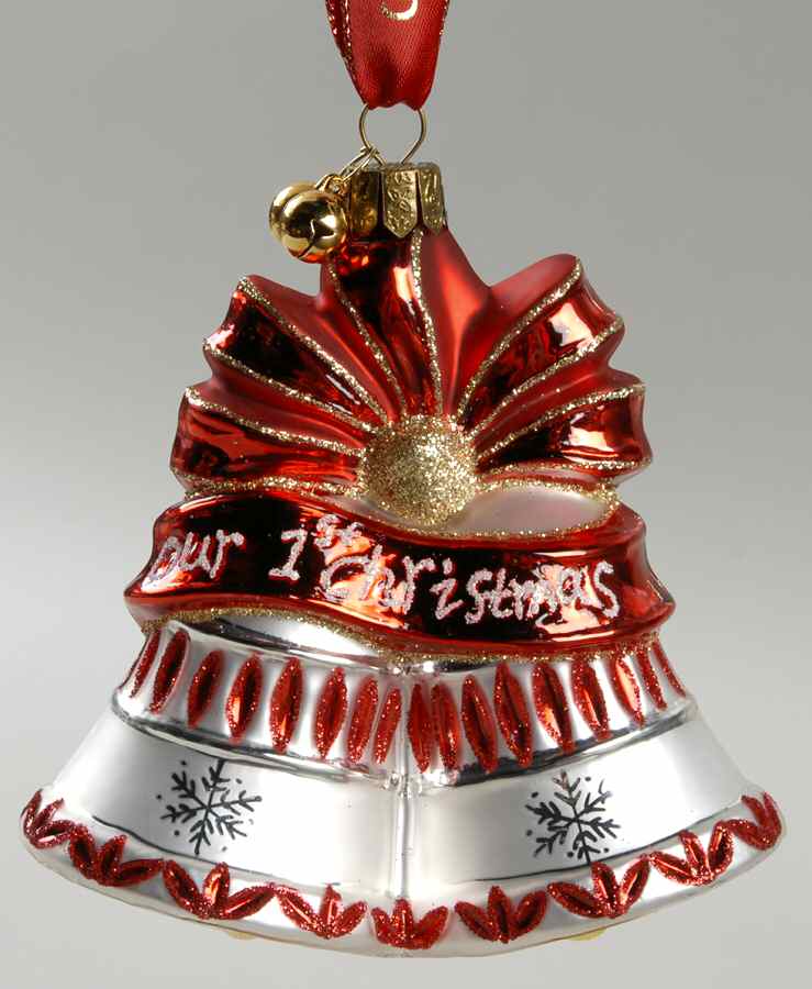 Wedding and Celebration Series Our 1st Christmas Bells-Dated 2009 - Boxed by Waterford Crystal-1