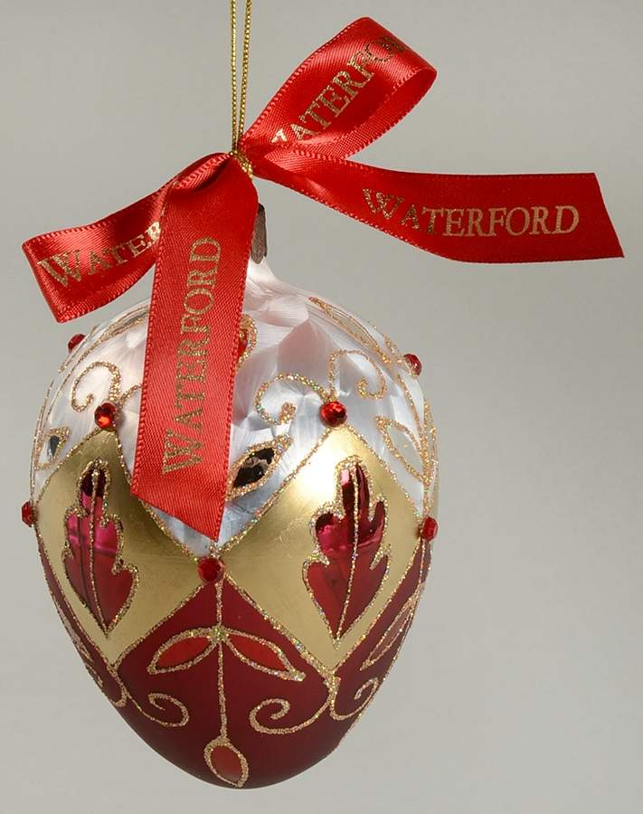 Holiday Heirloom Red and Gold Egg-Red,Gold,White - Boxed by Waterford Crystal-1