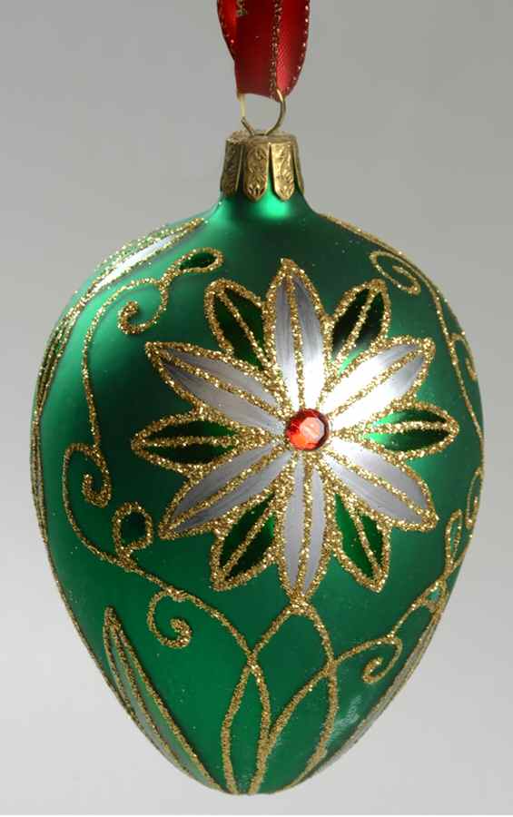 Green with Gold, Silver, White Traditional Emerald Egg - No Box by Waterford Crystal-1