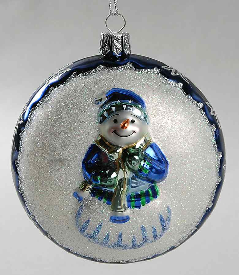 Blue and White Holiday Heirloom Snowman In Blue Medallion - No Box by Waterford Crystal-1