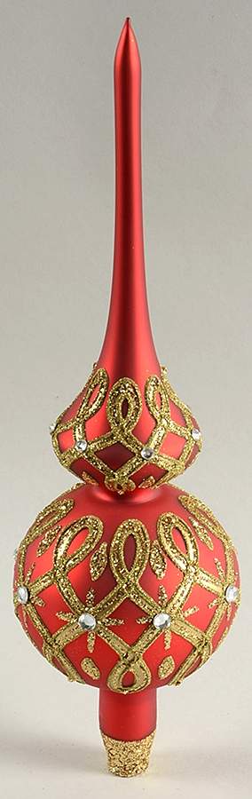 Tree Toppers-Blown Glass Ruby-Red And Gold - Boxed by Waterford Crystal-1