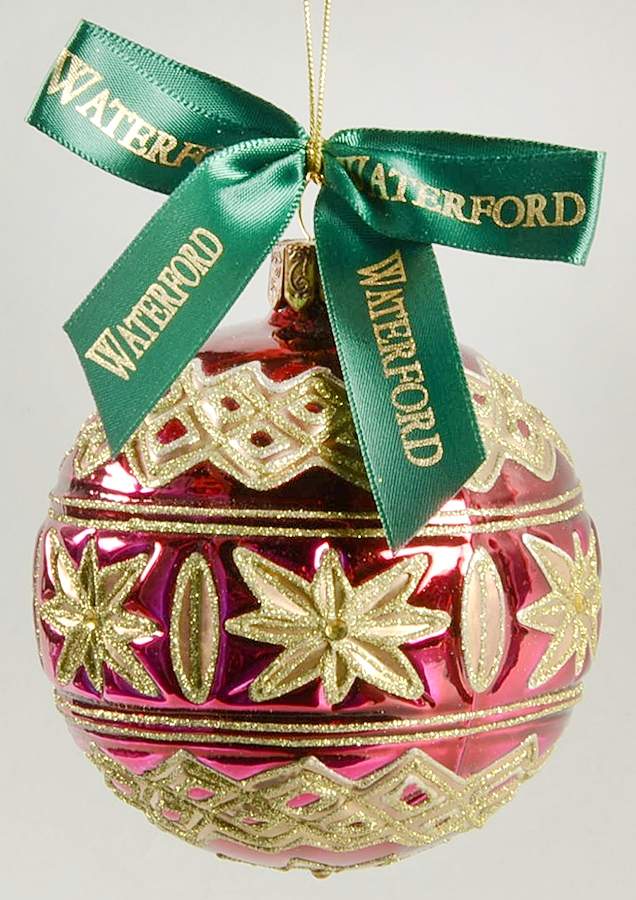 Holiday Heirloom Red and Gold Ruby Poinsettia Ball - No Box by Waterford Crystal-1
