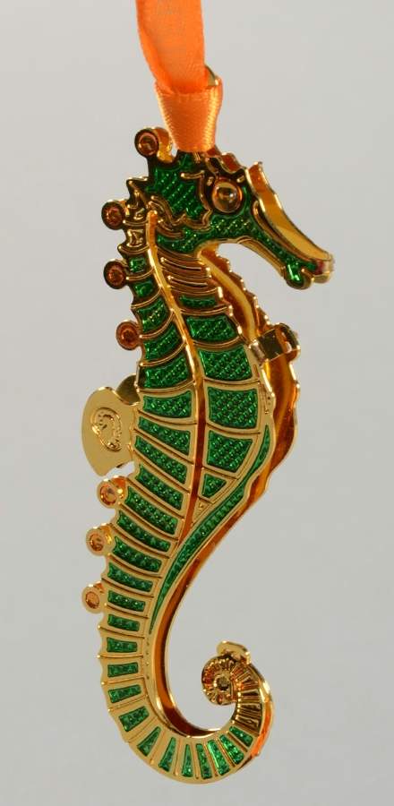 Brass and Enamel Ornaments Seahorse - Boxed by Waterford Crystal-1
