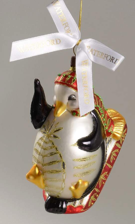 Holiday Heirlooms Ornaments Penguin On Sleigh - No Box by Waterford Crystal-1
