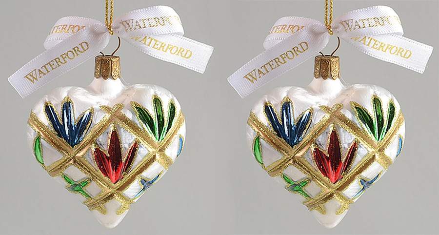 Multicolor Cut and Faceted Lismore Mini Hearts Set Of 2 - No Box by Waterford Crystal-1