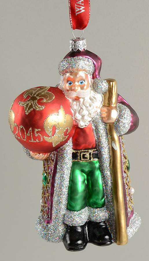 Holiday Heirloom Santa Ornaments Mardi Gras Santa-Dated 2015 - No Box by Waterford Crystal-1