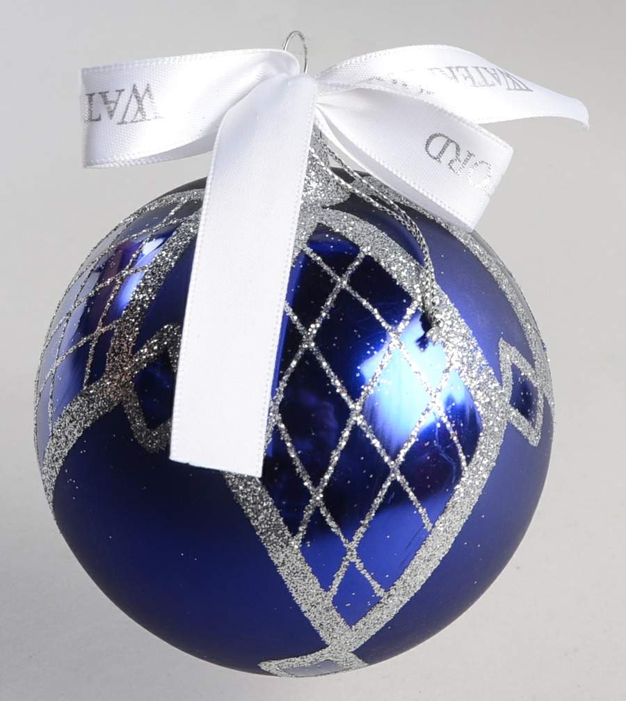 Blue and White Holiday Heirloom Avoca Blue Ball - No Box by Waterford Crystal-1