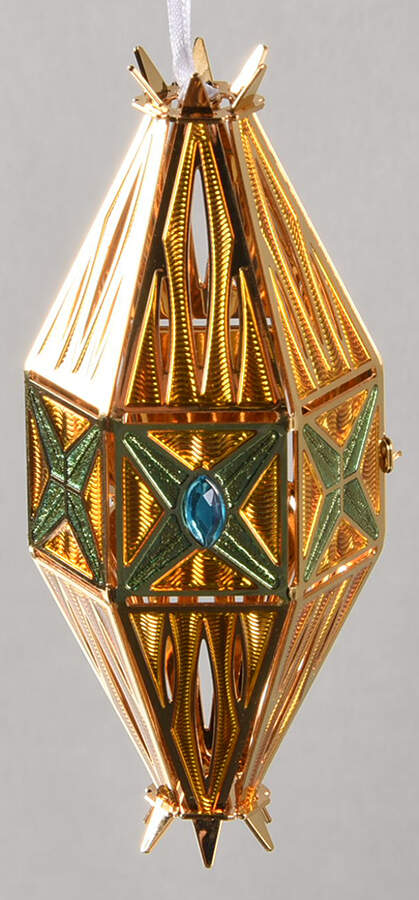 Brass and Enamel Ornaments Snow Crystals Mini Spire-Aqua, - Boxed by Waterford Crystal-1