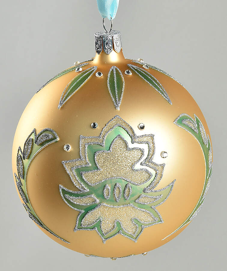 Snow Crystals-Holiday Heirloom Ice Flower Jeweled Ball-Champagne - No Box by Waterford Crystal-1