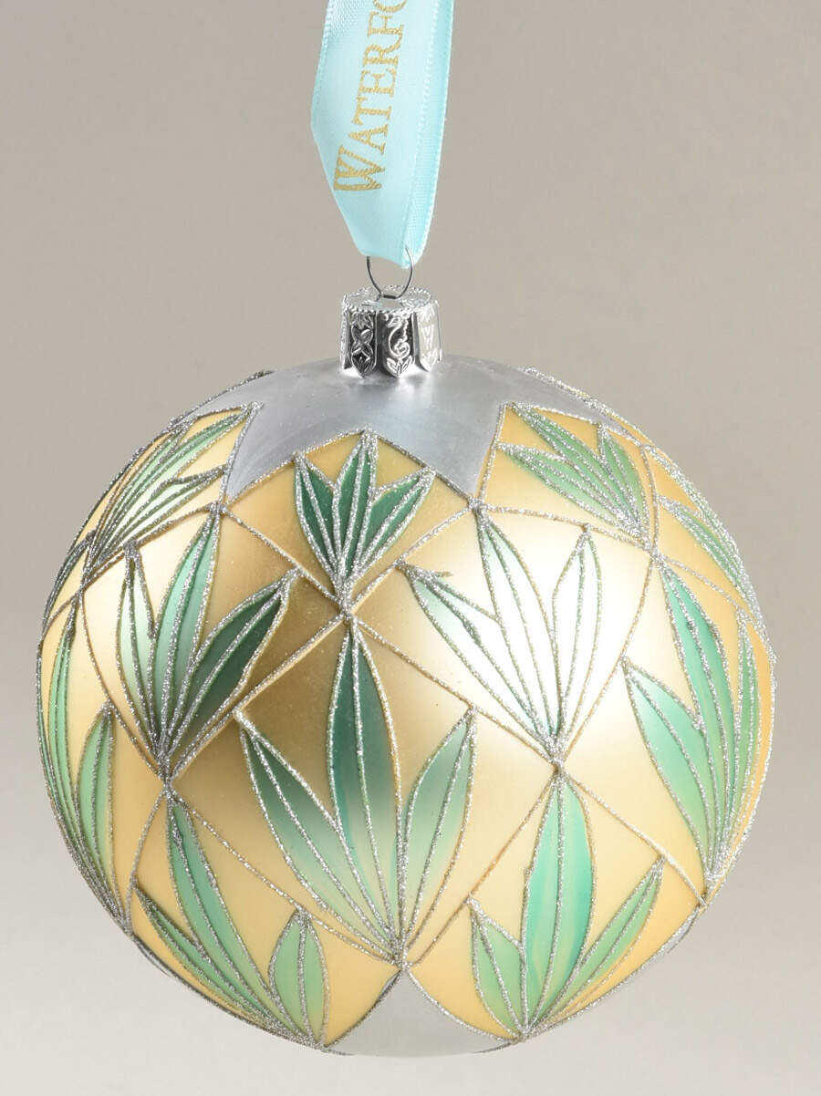 Snow Crystals-Holiday Heirloom Festive Cut Aqua Ball - Boxed by Waterford Crystal-1