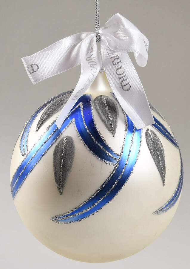 Blue and White Holiday Heirloom Lucern Ball-Blue And White - Boxed by Waterford Crystal-1