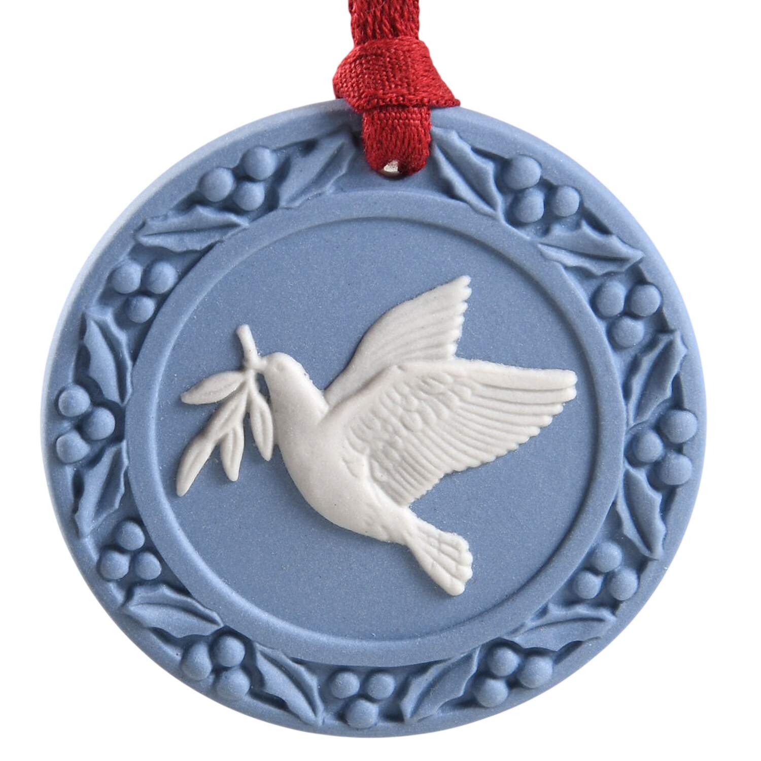 Jasperware Cameo Ornament Dove Ornament- Blue/White - No Box by Wedgwood-1