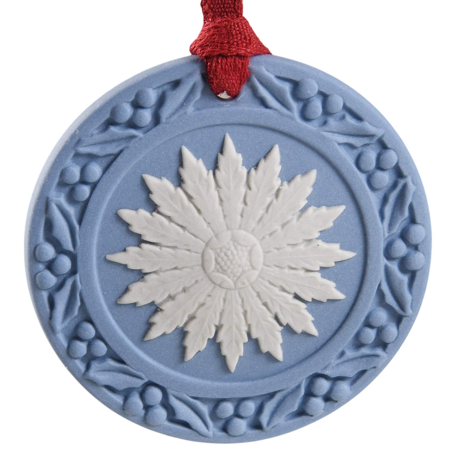 Jasperware Cameo Ornament Flower Ornament- Blue/White - No Box by Wedgwood-1