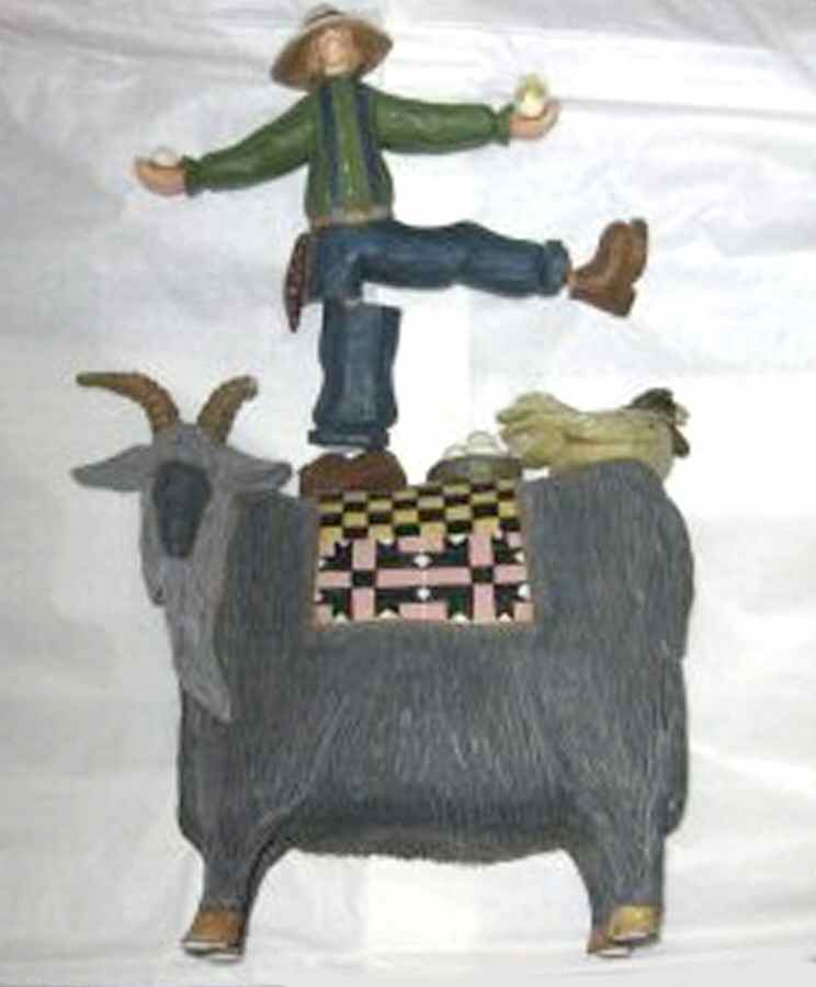 Williraye Studio Figurine Farmer Boy On Animal - With Box by Williraye Studio-1