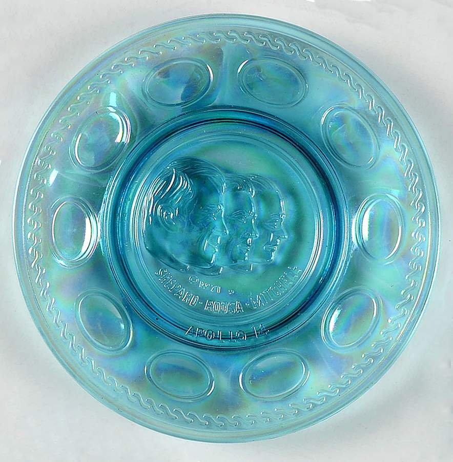 Wheaton Glass Collector Plates Apollo 14 - Blue - No Box by Wheaton-1