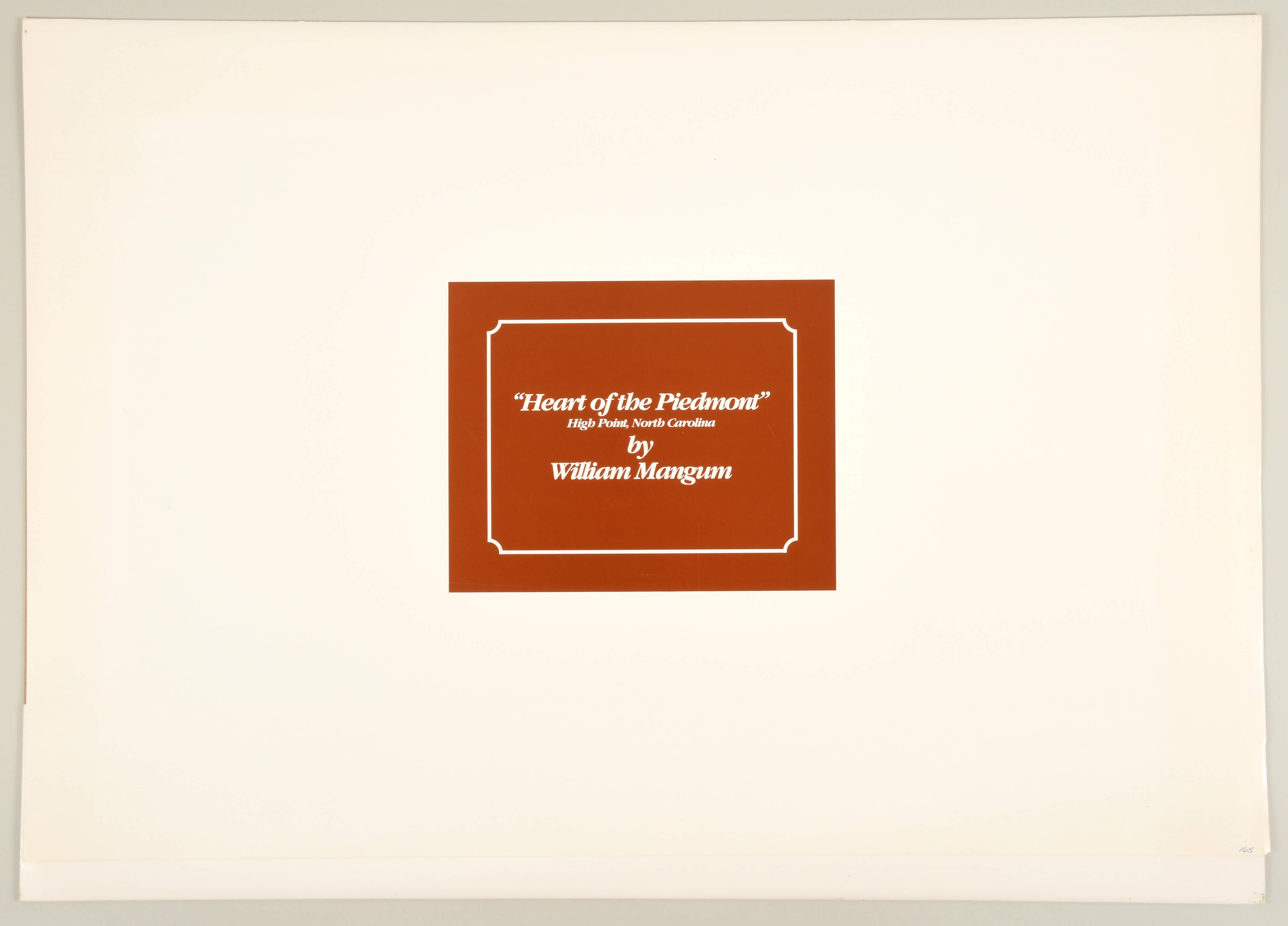 William Mangum Prints Heart Of The Piedmont-High Point Nc - No Box by William Mangum-3