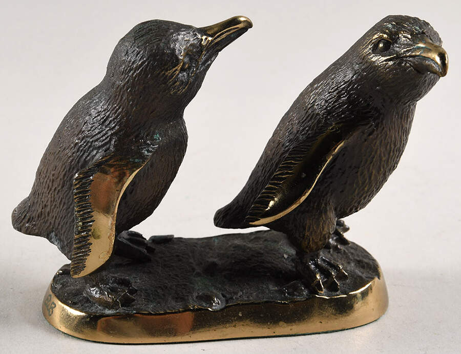 Wentorf Bronze Sculptures Two Penguins On A Base - No Box by Wentorf-1