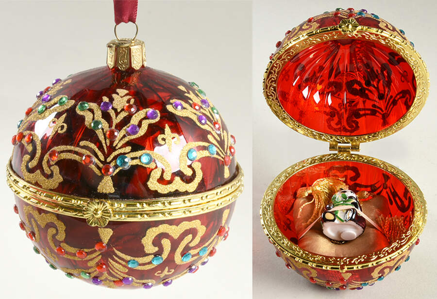 Brass and Enamel Ornaments Maharaja Ruby Treasure Box - Boxed by Waterford Crystal-1