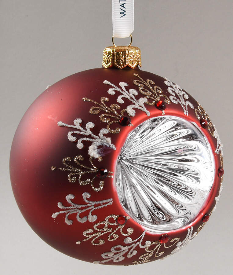 Holiday Heirloom Red and Gold Ember Laurel Bauble - Boxed by Waterford Crystal-1